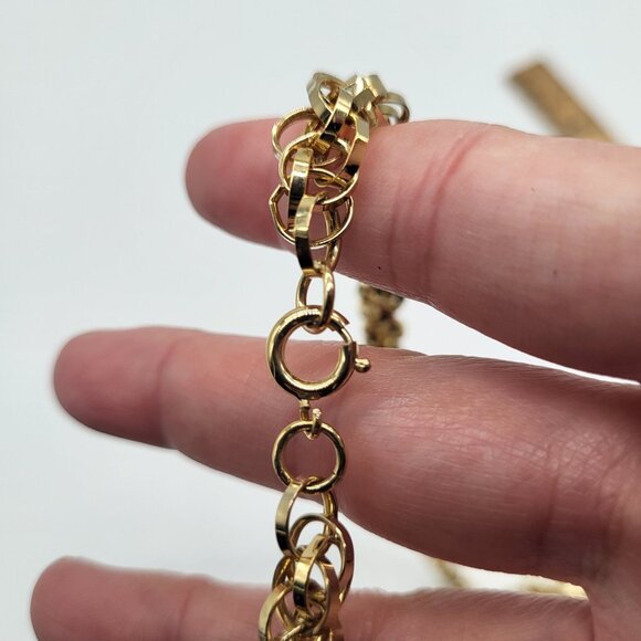 Vintage Tassel Necklace Gold Toned Metal Costume Jewelry - Picture 10 of 10